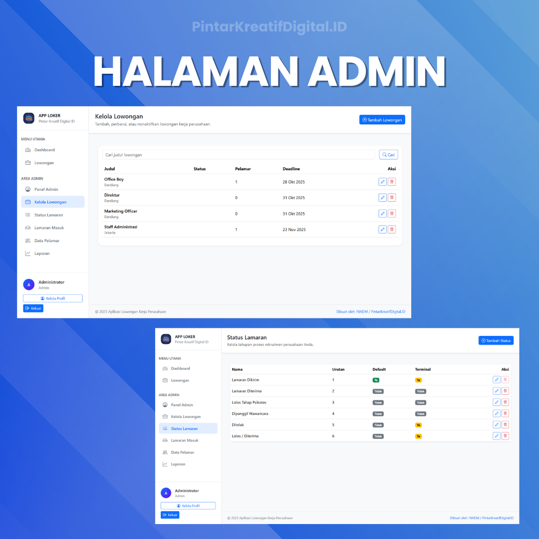 Galeri Aplikasi Lowongan Kerja Perusahaan Berbasis Web