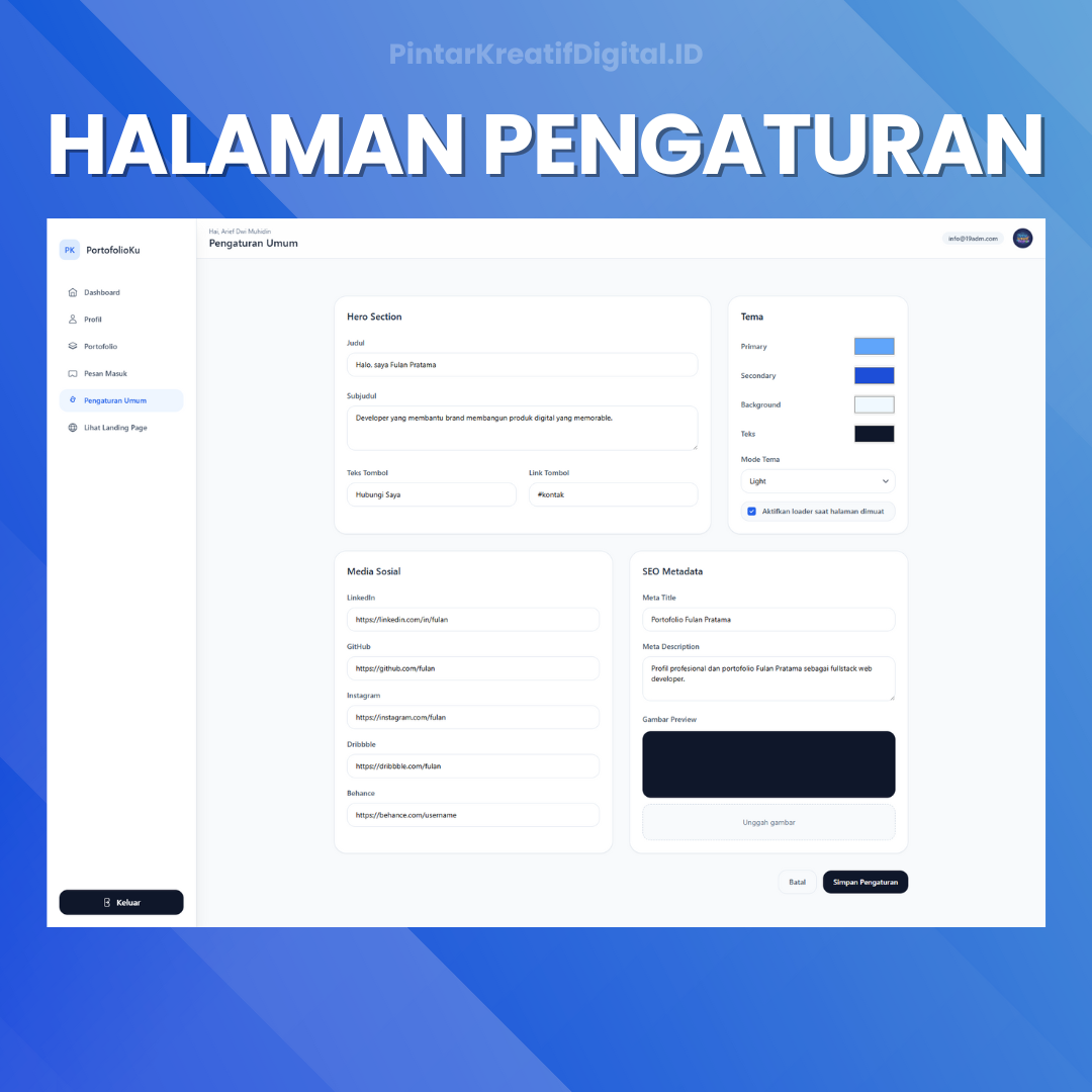 Galeri Aplikasi Portofolio Modern Bebas EDIT berbasis web