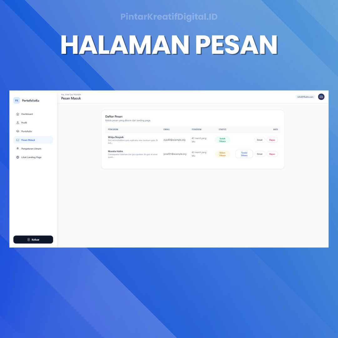 Galeri Aplikasi Portofolio Modern Bebas EDIT berbasis web