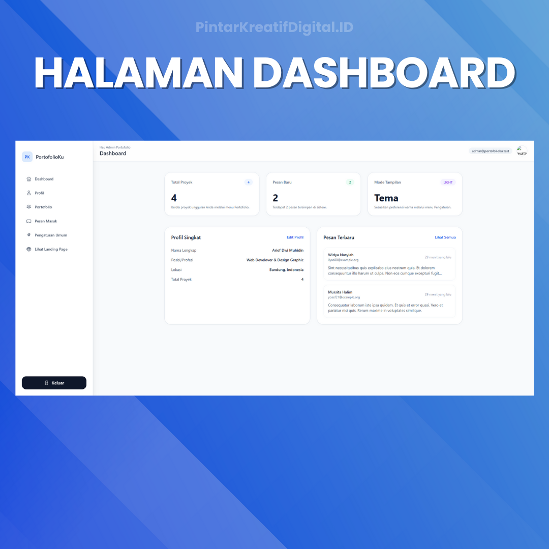 Galeri Aplikasi Portofolio Modern Bebas EDIT berbasis web
