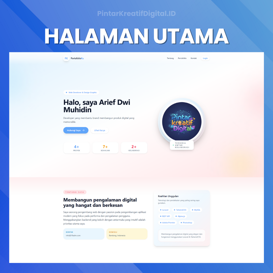 Galeri Aplikasi Portofolio Modern Bebas EDIT berbasis web