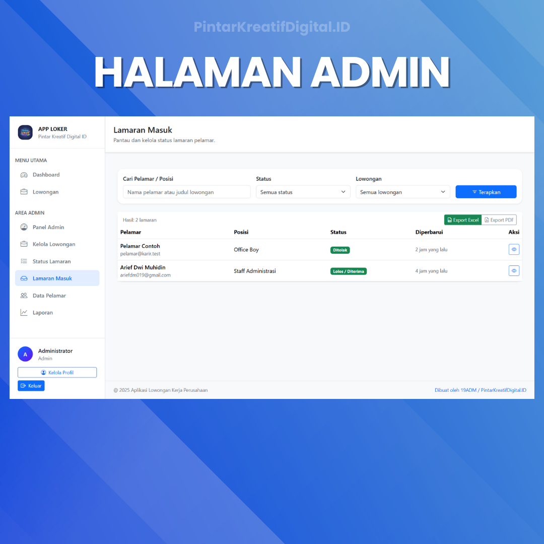 Galeri Aplikasi Lowongan Kerja Perusahaan Berbasis Web