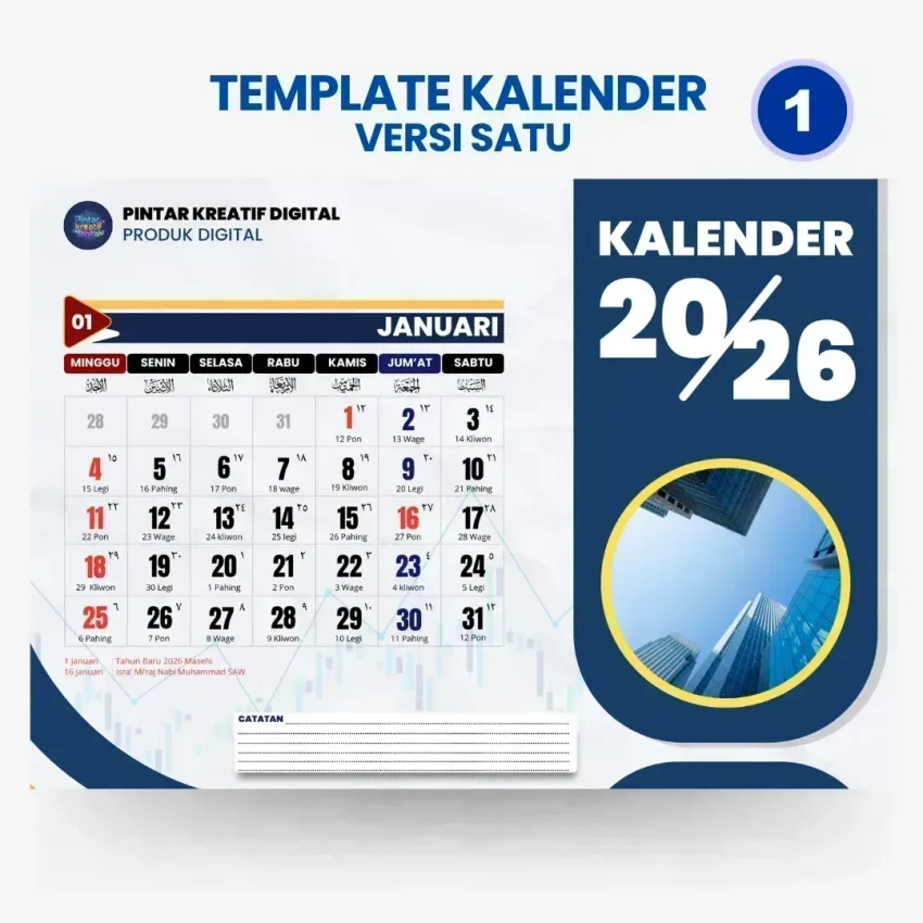 Template Kalender Duduk 2026 Landscape Format Canva Bebas Edit versi 1