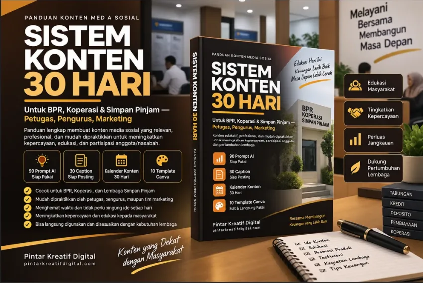 E-Book Sistem Konten 30 Hari untuk Reseller & Dropshipper: 90 Prompt AI, 30 Caption & Kalender Konten